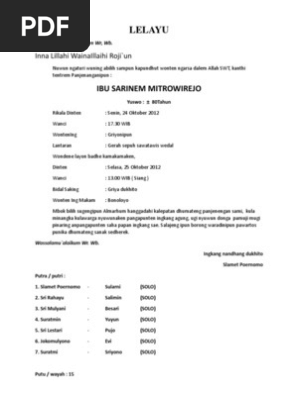 Contoh Lelayu Bhasa Jawa