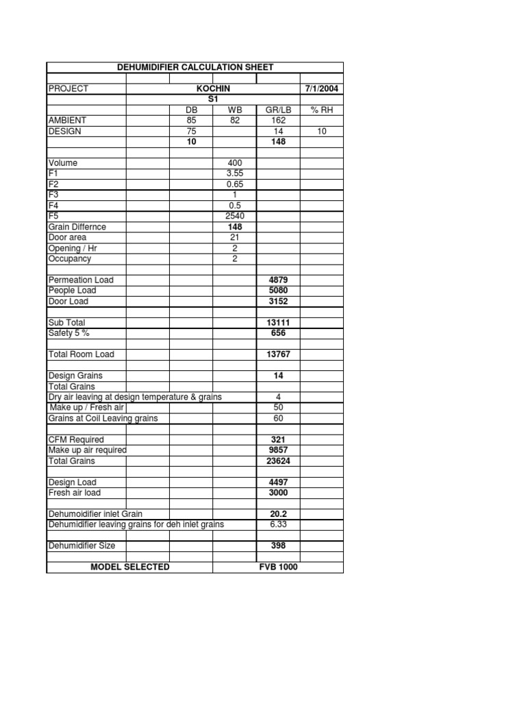 Dehumidifier Calculation 10 | PDF | Atmosphere Of Earth | Duct (Flow)