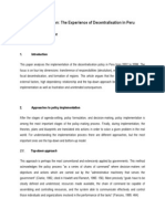 Policy Implementation: The Experience of Decentralization in Peru 