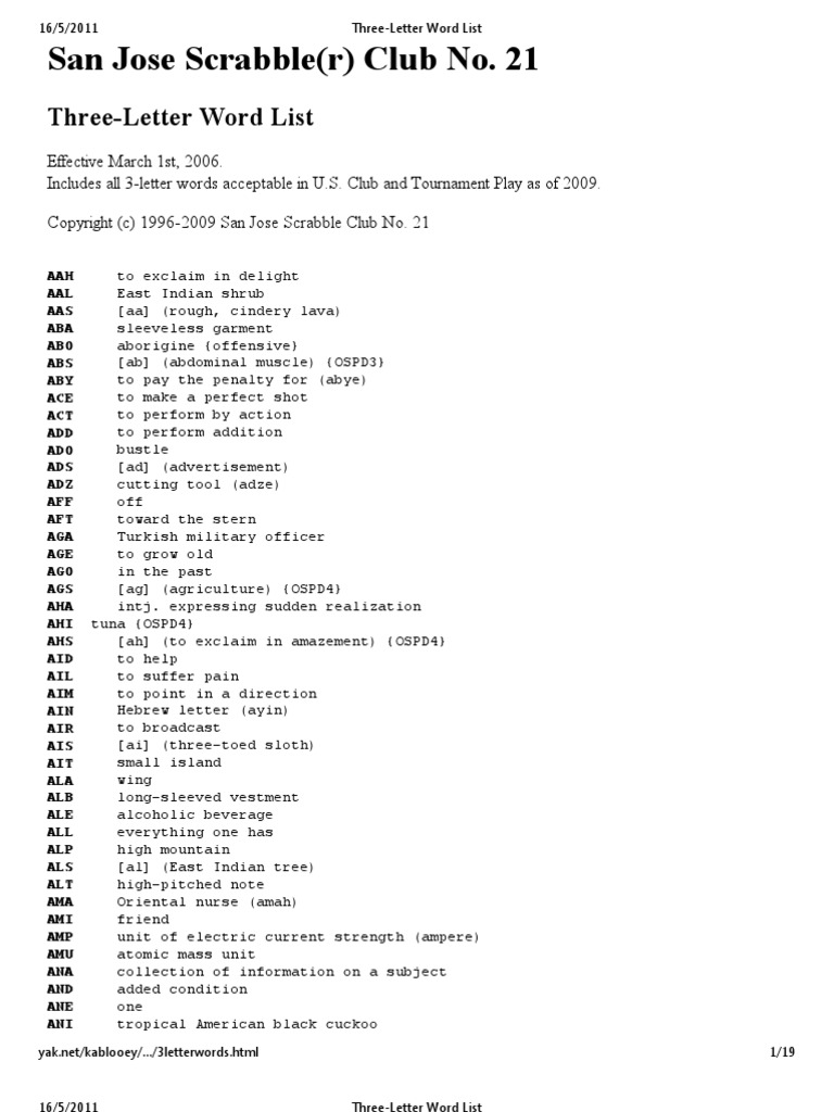 Three-Letter Word List.pdf | Nature