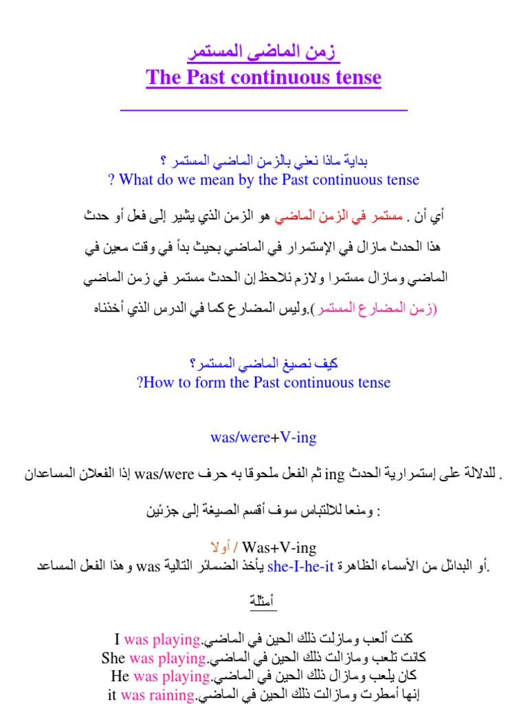 شرح زمن المضارع البسيط