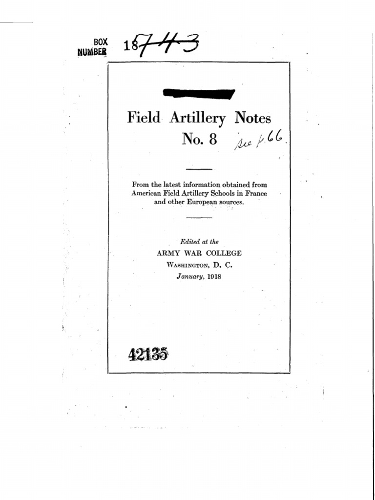 Field Artillery Notes No. 8: BOX Numbs | PDF | Artillery | Field Artillery