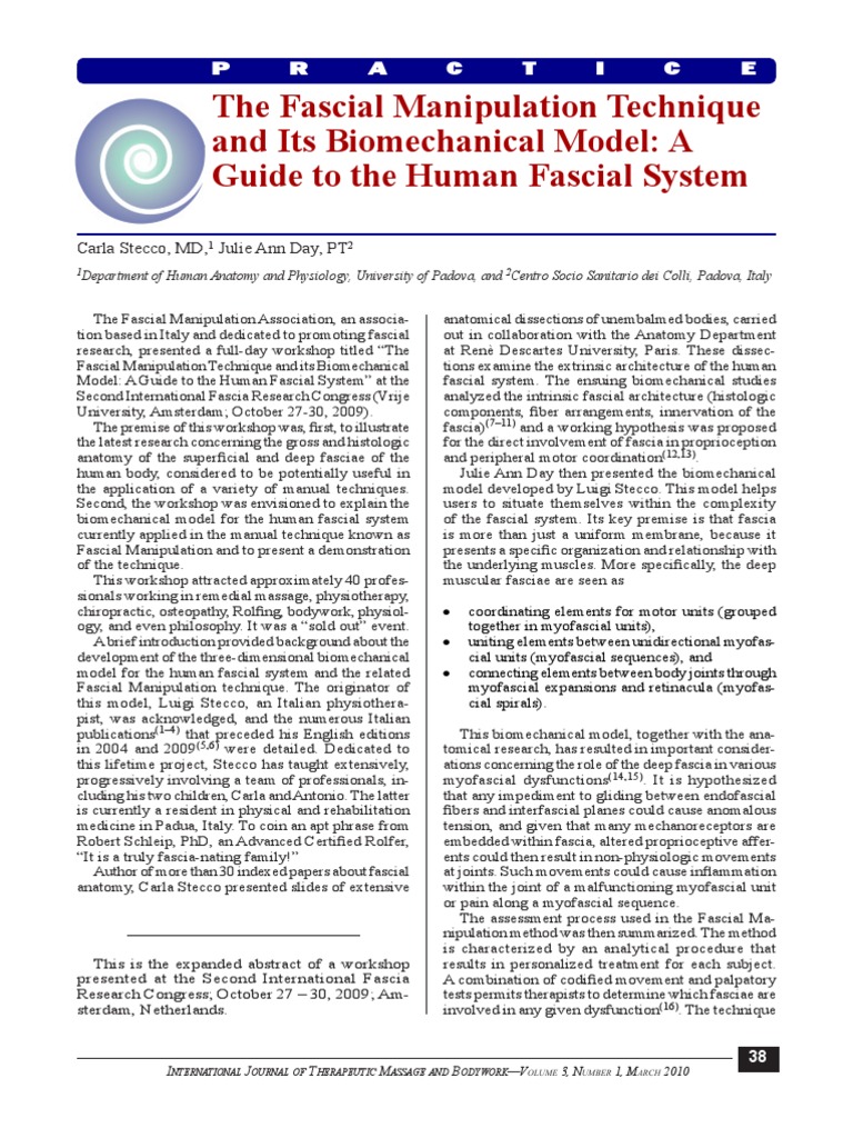 2010 The Fascial Manipulation Technique and Its Biomechanical Model: A ...