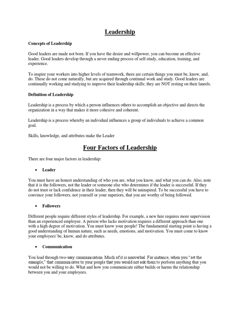 Essential Leadership Concepts Explained | PDF
