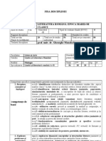 FISA DISCIPLINEI Epoca Marilor Clasici