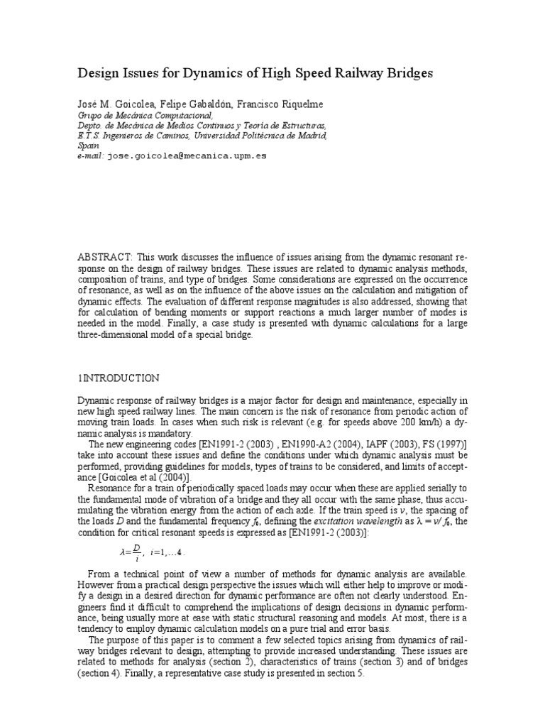 Dynamic Analysis of High-Speed Railway Bridges | PDF | Suspension ...