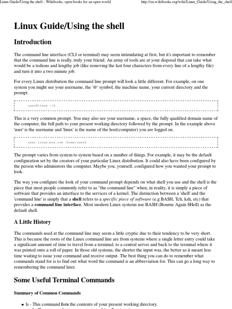 Linux Guide Using The Shell PDF Command Line Interface