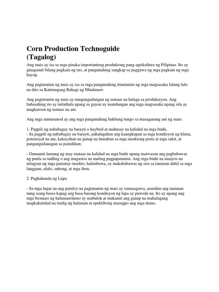 Corn Production Technoguide | PDF