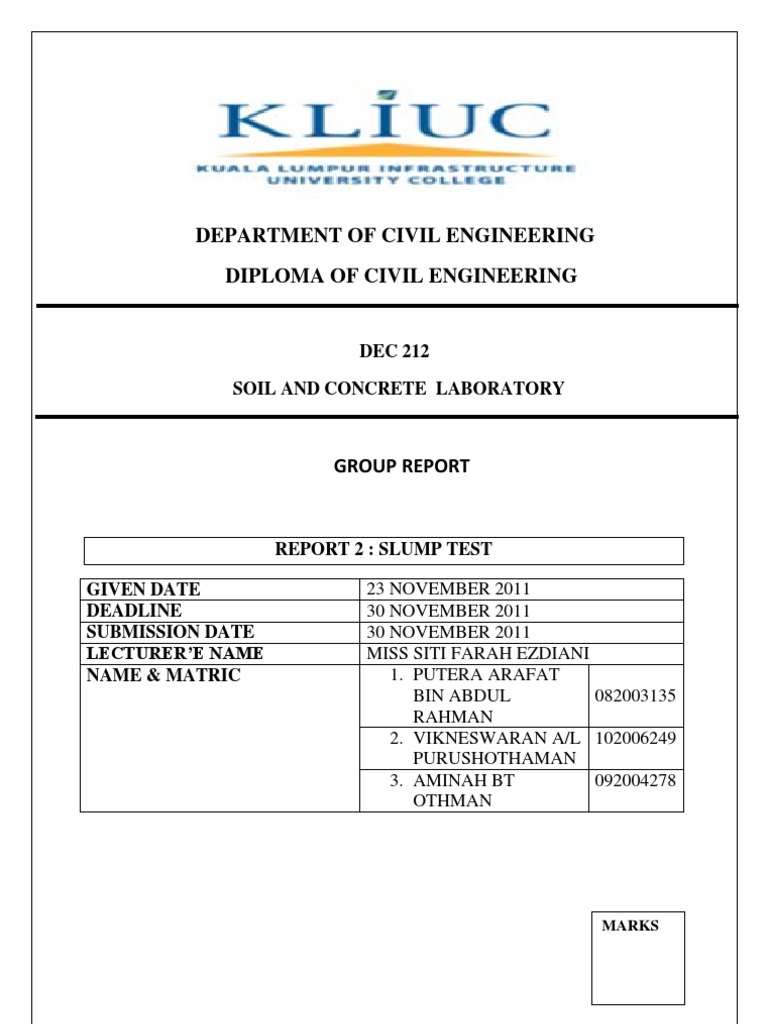 concrete report Concrete Civil Engineering
