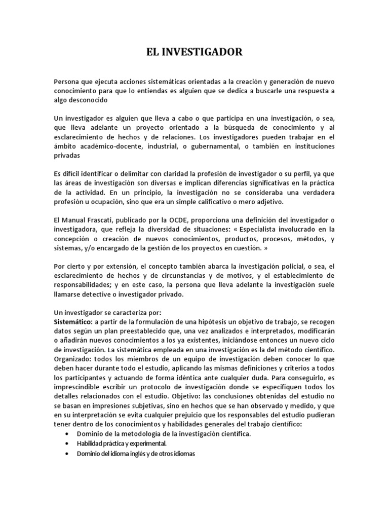El Investigador PDF | PDF | Conocimiento | Doctorado