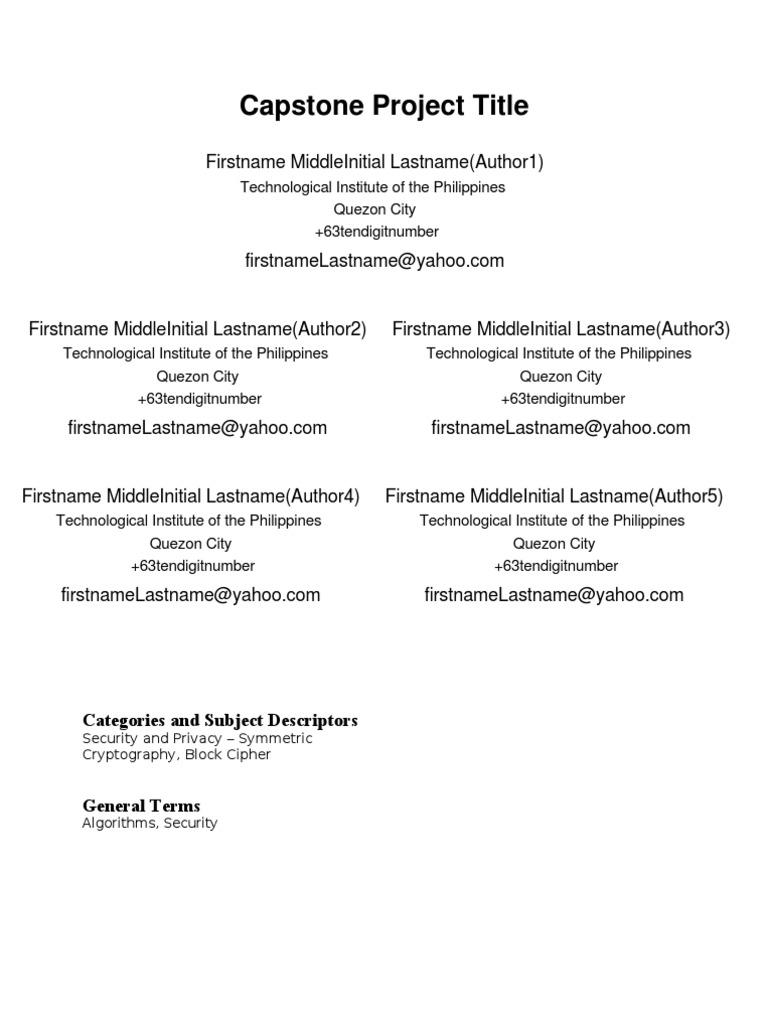 Capstone Project Proposal Template PDF Cryptography Cognitive Science Capstone Project Proposal Template PDF Cryptography Cognitive Science