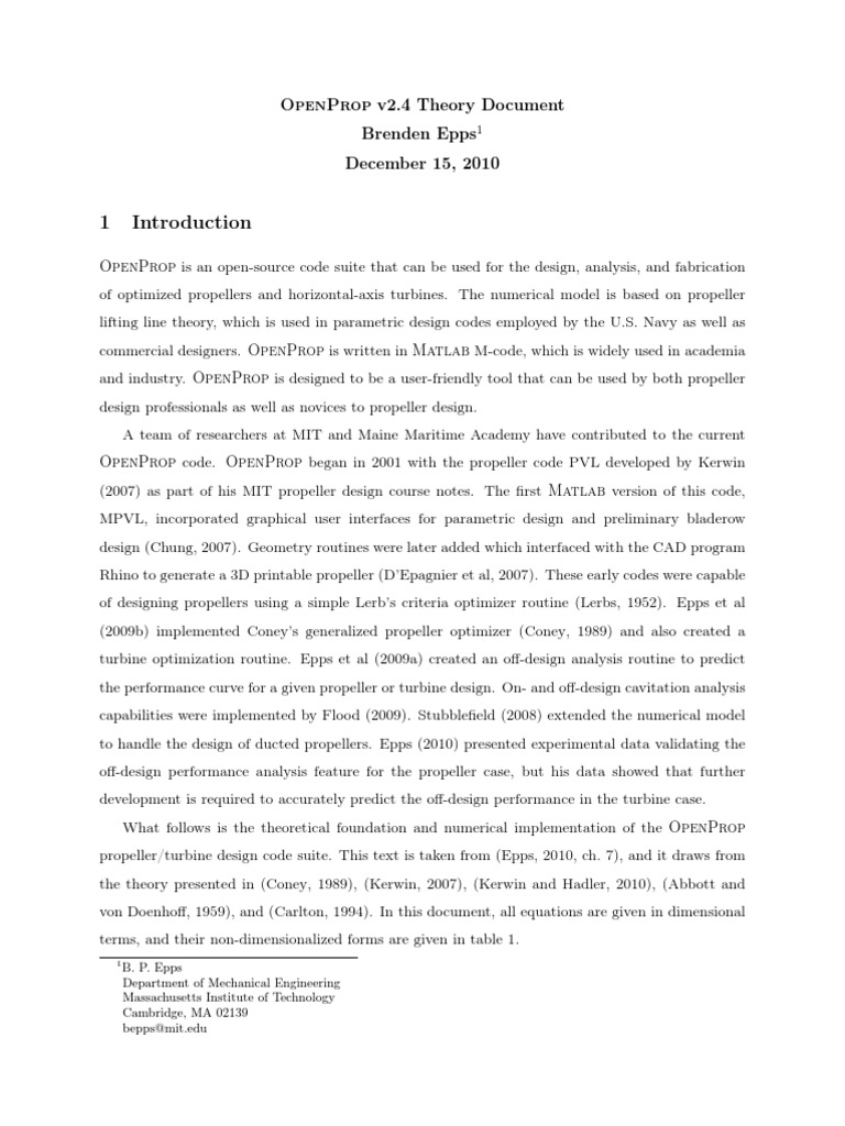 OpenProp v2.4 Propeller Theory Overview | PDF
