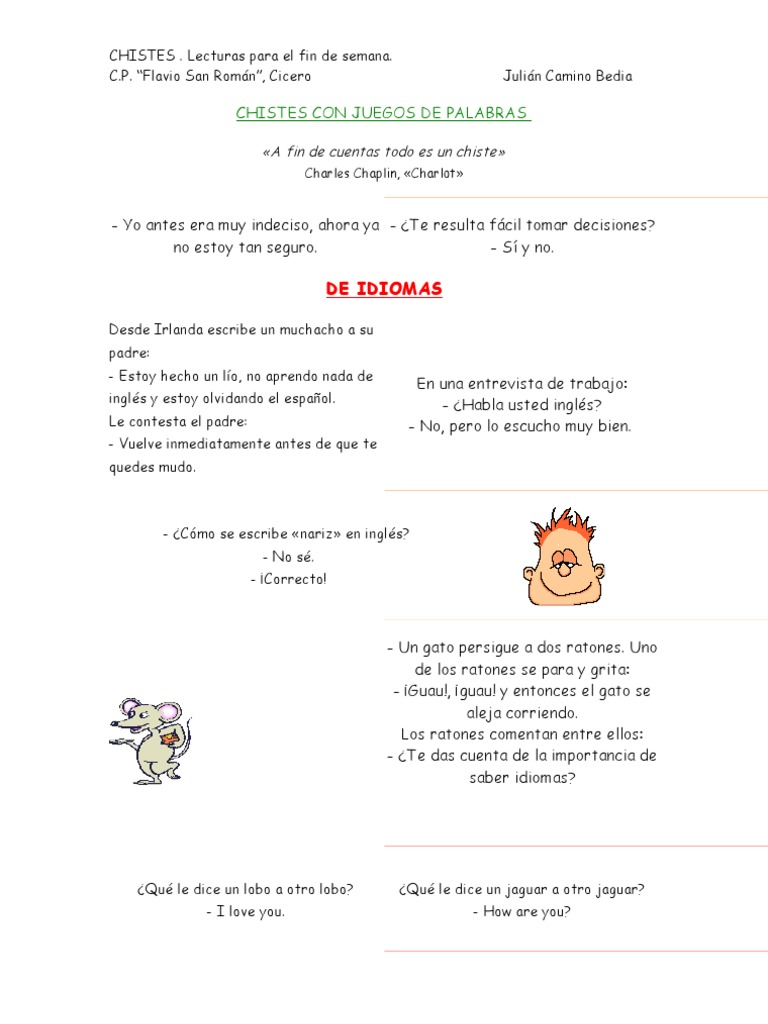 Como Se Contesta De Nada En Ingles Chistes Blog | PDF | Ocio