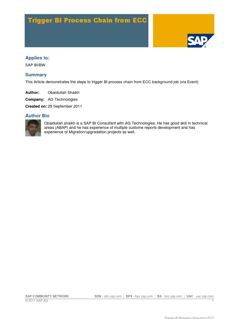Trigger SAP BI Process Chain From R3 | PDF | Computer Programming ...