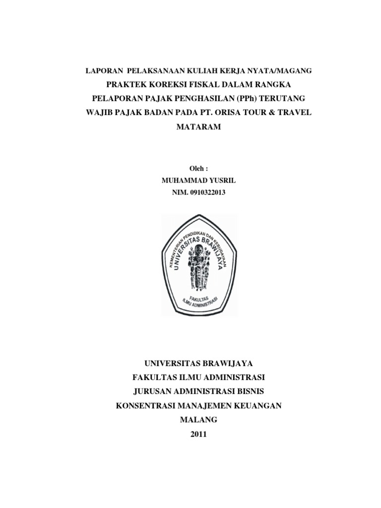 Contoh Laporan Magang Mahasiswa Ekonomi