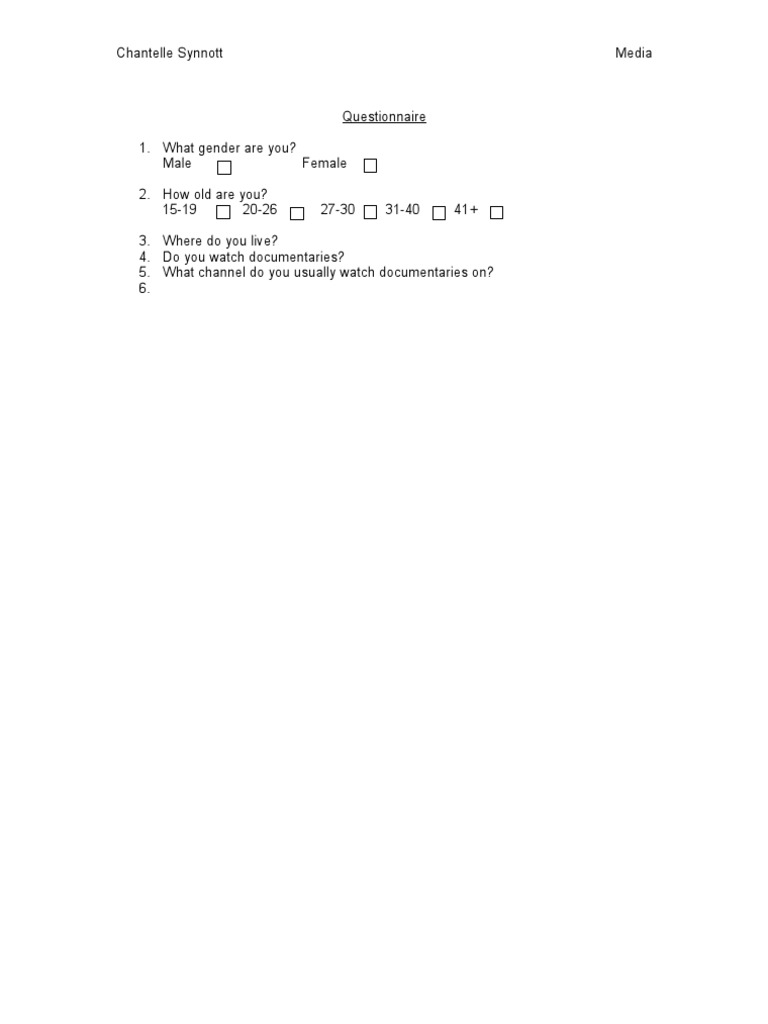 Questionnaire | PDF