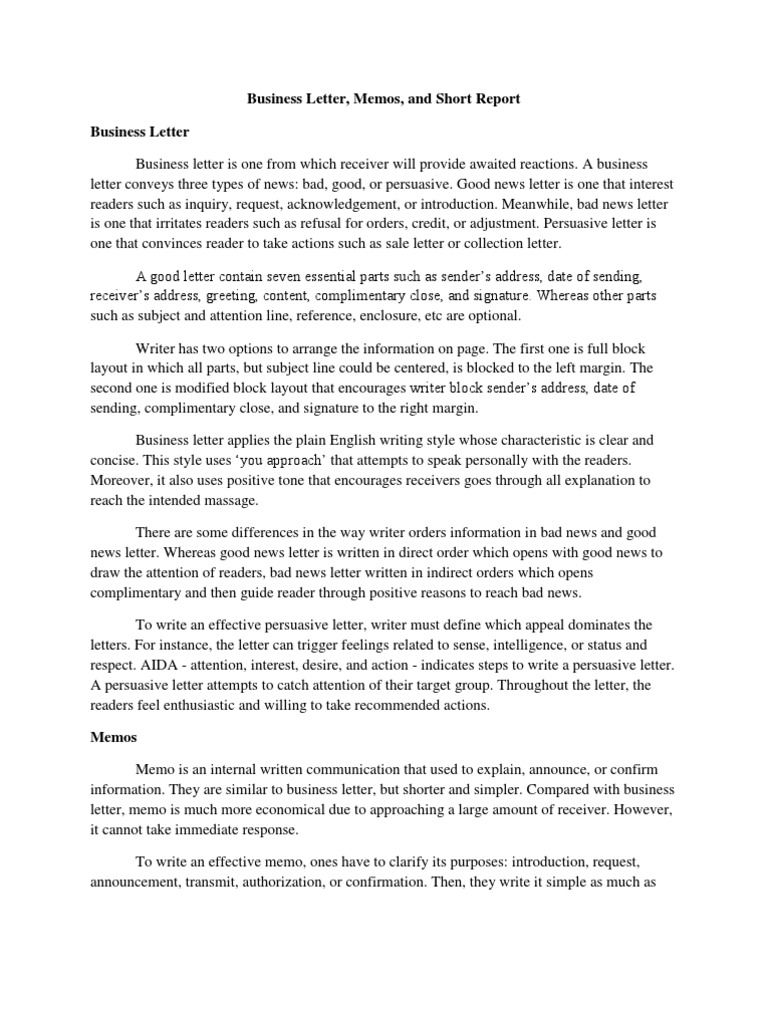Writing Business Letter  PDF  Memorandum  Target Audience
