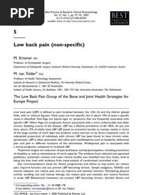 Low back pain (non-specific)
