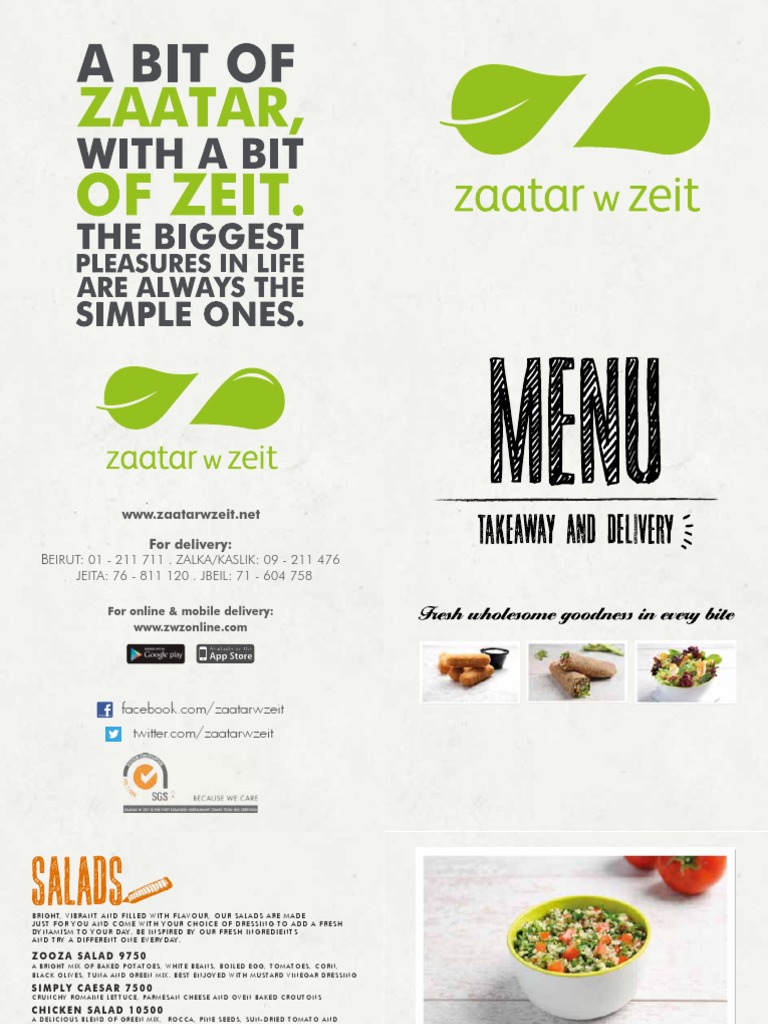 Zaatar W Zeit Delivery Menu Salad Cuisine