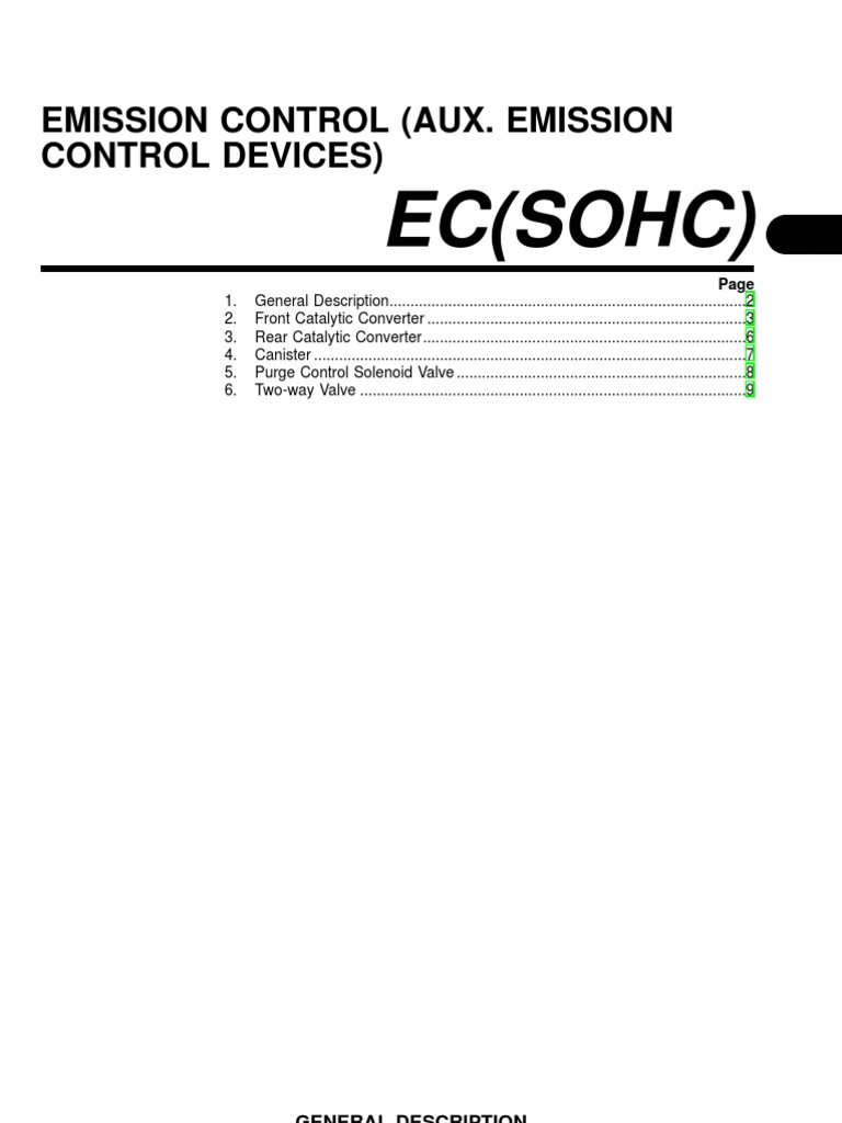 Ec (Sohc) Emission Control (Aux. Emission Control Devices) PDF Electrical Connector Pipe