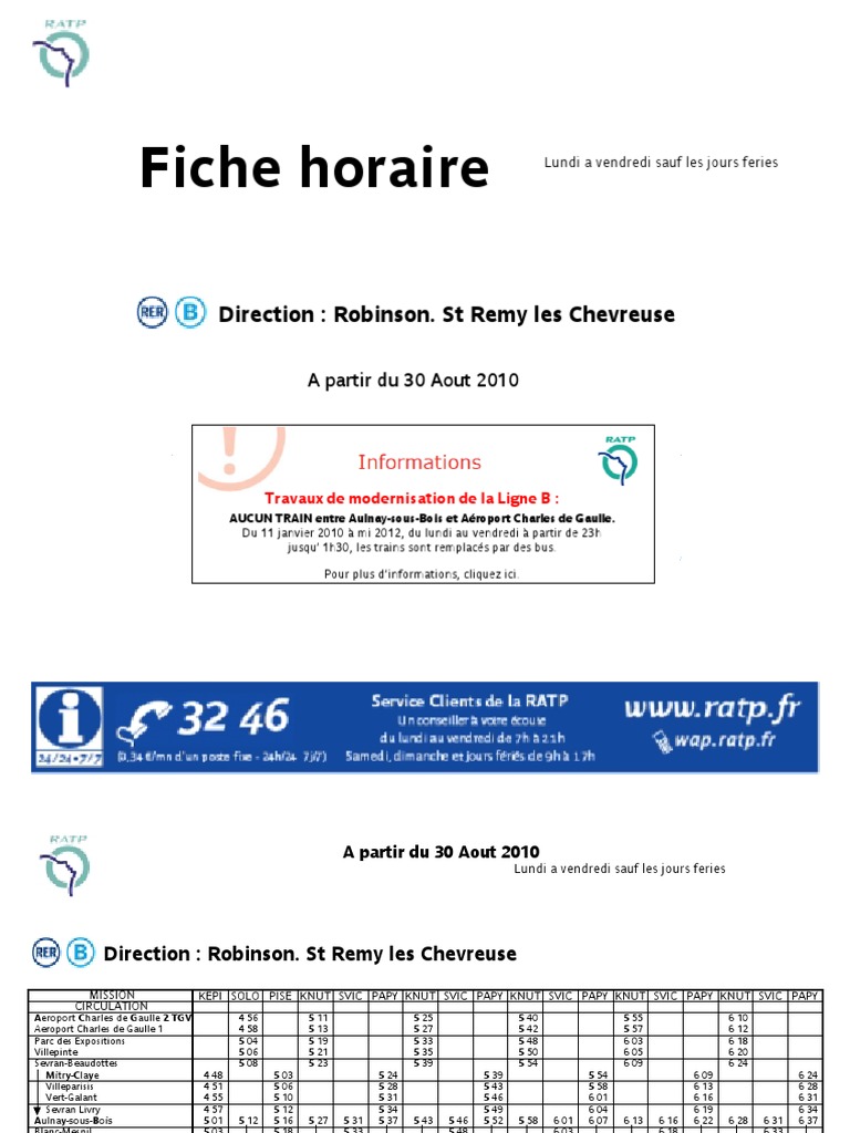 Horaire Rer B Saint Remy Les Chevreuse