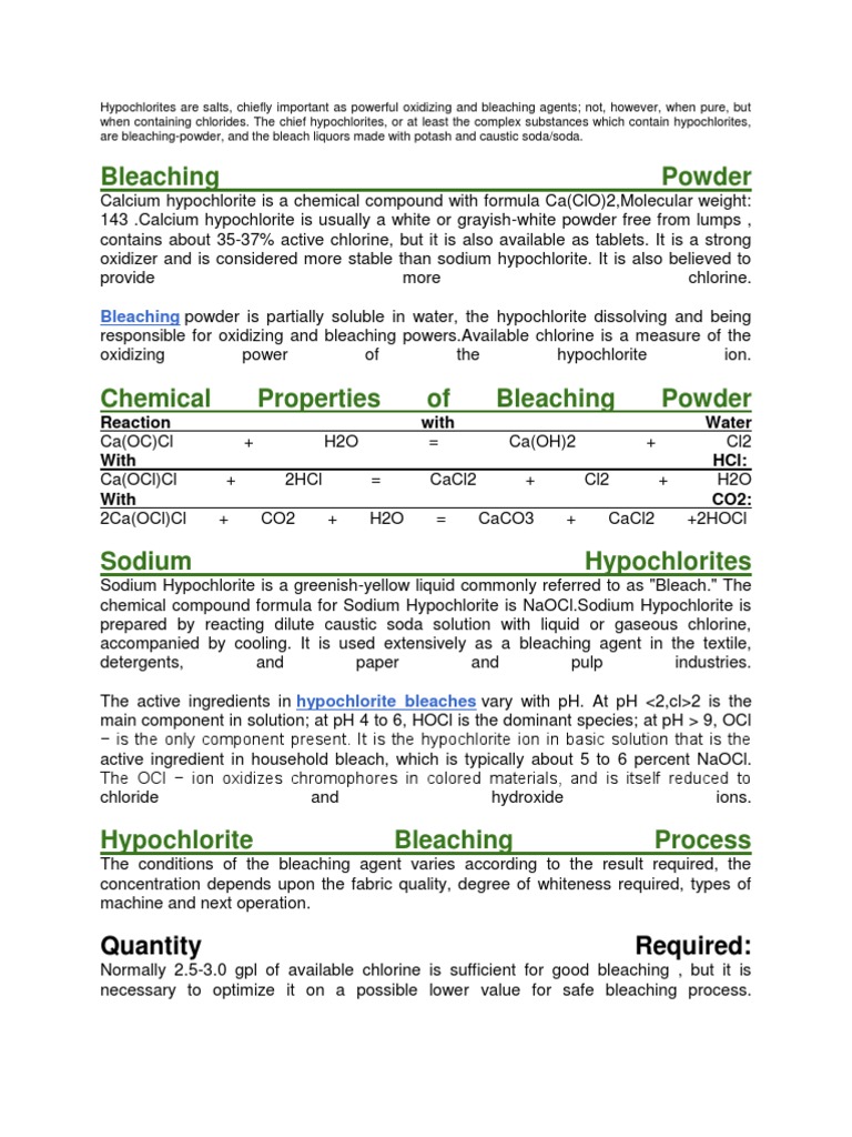 estimation of chlorine Bleach Chlorine