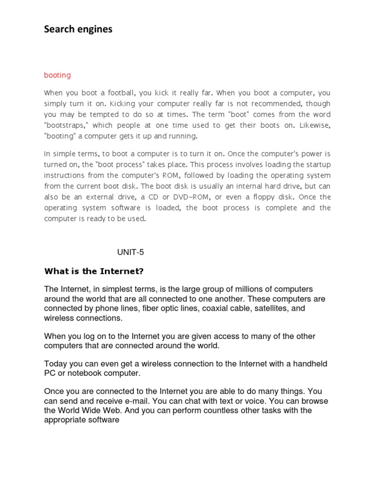 Understanding Search Engines and Networks | PDF | Booting | World Wide Web