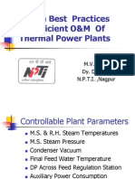 Indian Best Practices For Efficient O&M of Thermal Power Plants