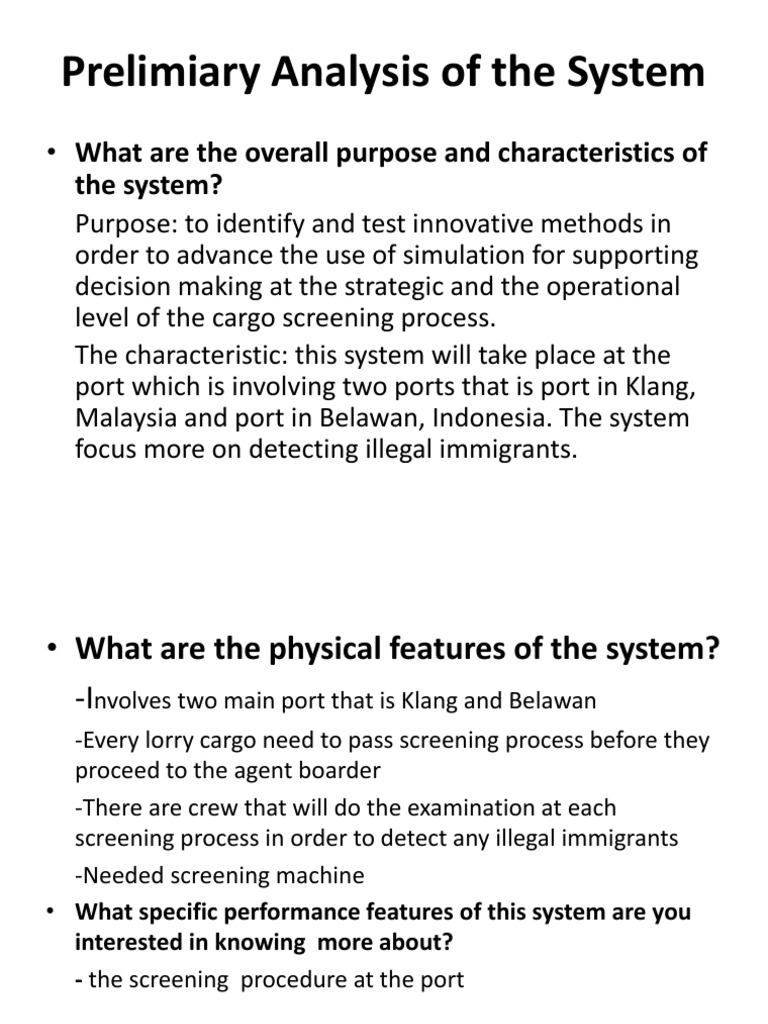 Preliminary Analysis of The System | PDF | Simulation | Systems Science