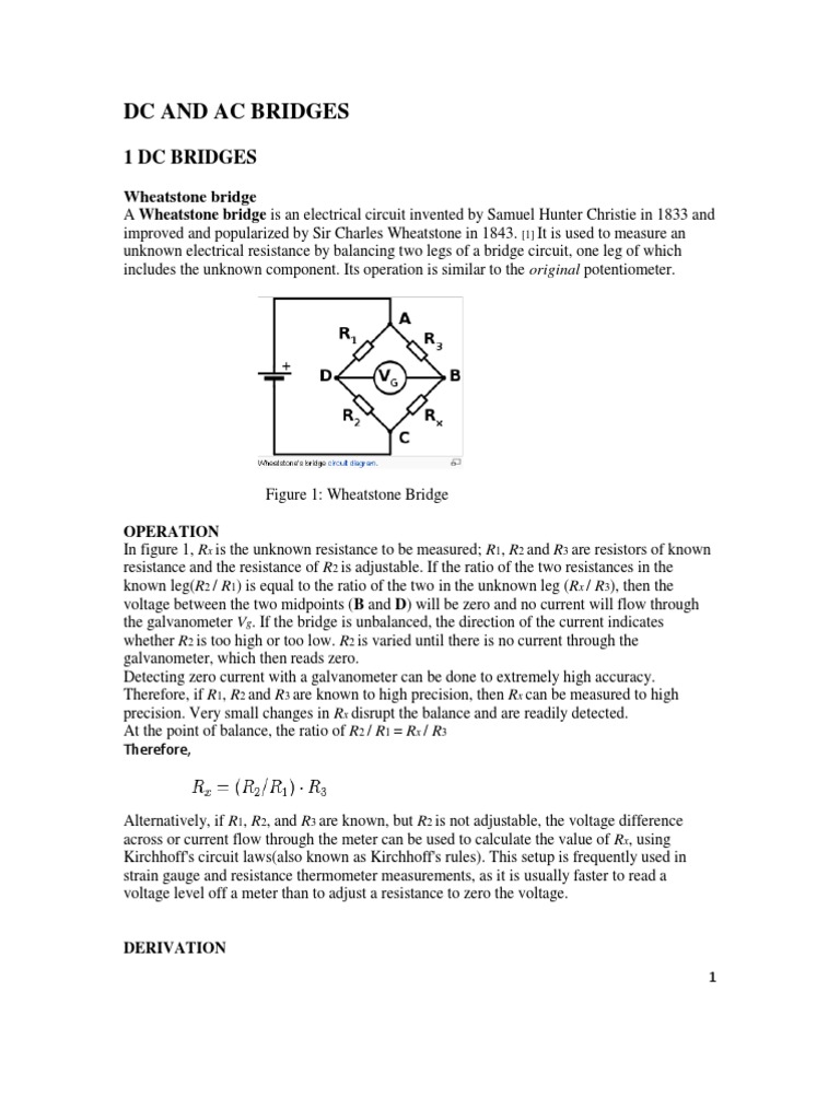 Ac and DC Bridge | PDF | Electrical Impedance | Series And Parallel ...