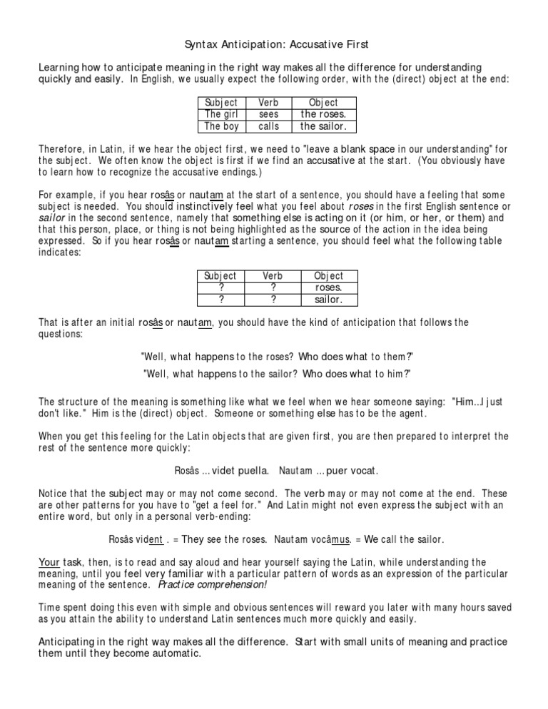 Latin Accusative Case PDF Subject (Grammar) Object (Grammar)