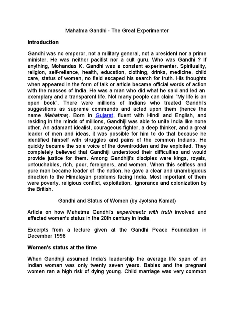 Gandhi and Status of Women | PDF | Bhagavad Gita | Mahatma Gandhi