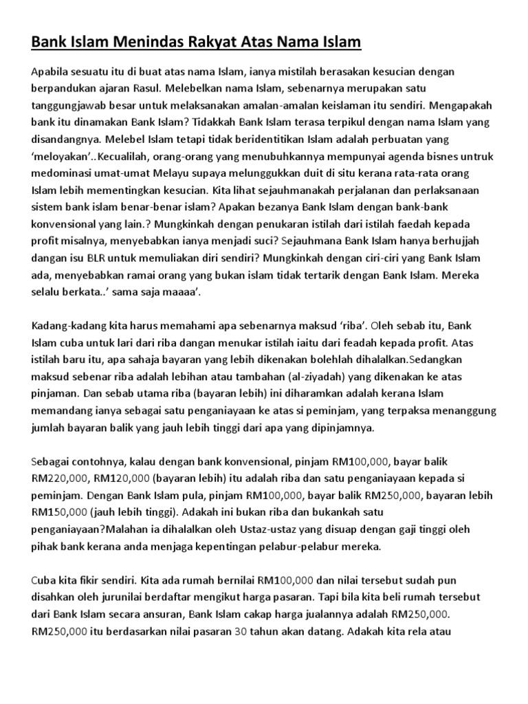 Bank Islam Menindas Rakyat Atas Nama Islam Pdf