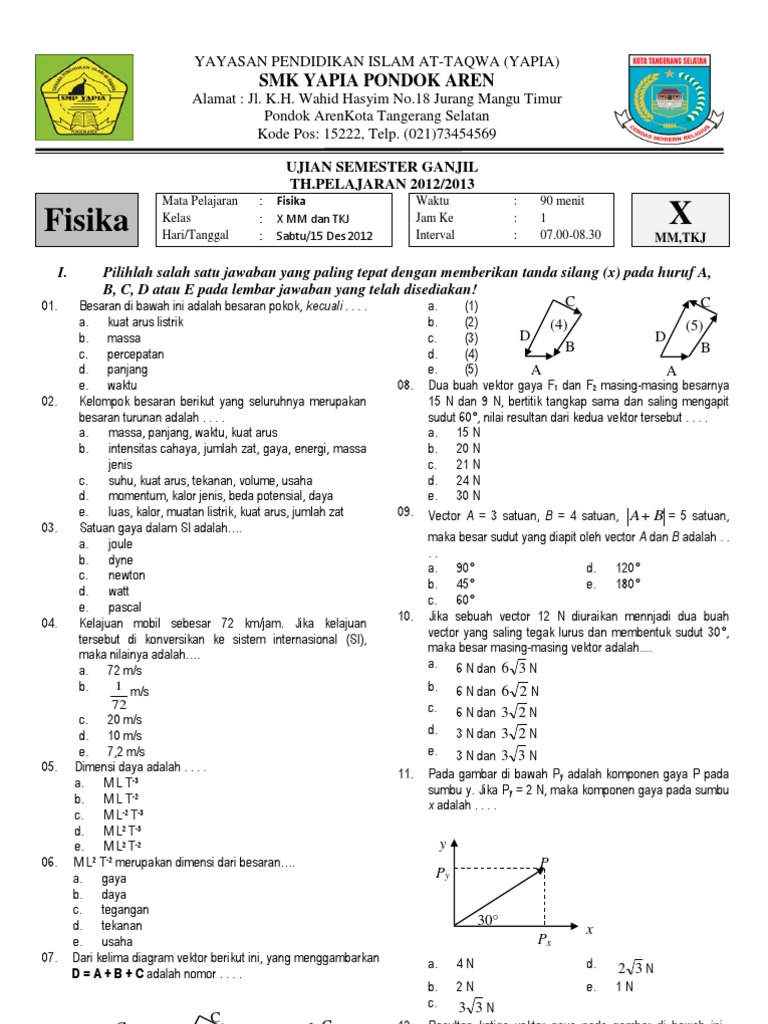 Soal Semester Ganjil Fisika 2013