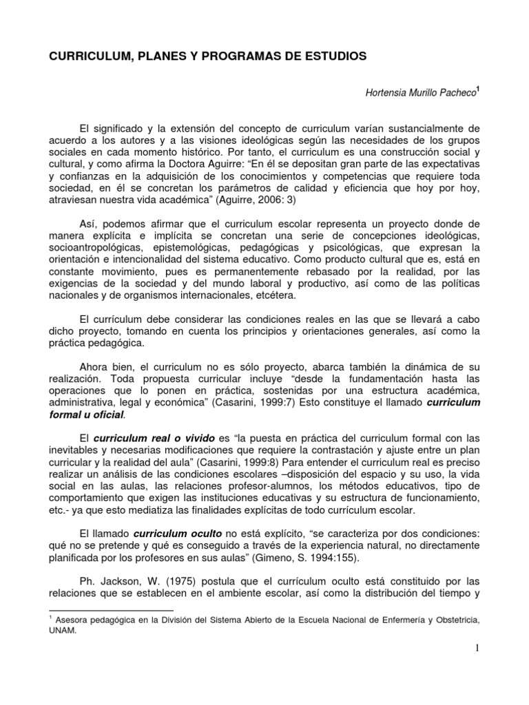 Planes y Programas de Estudio Curricular | PDF | Plan de estudios ...