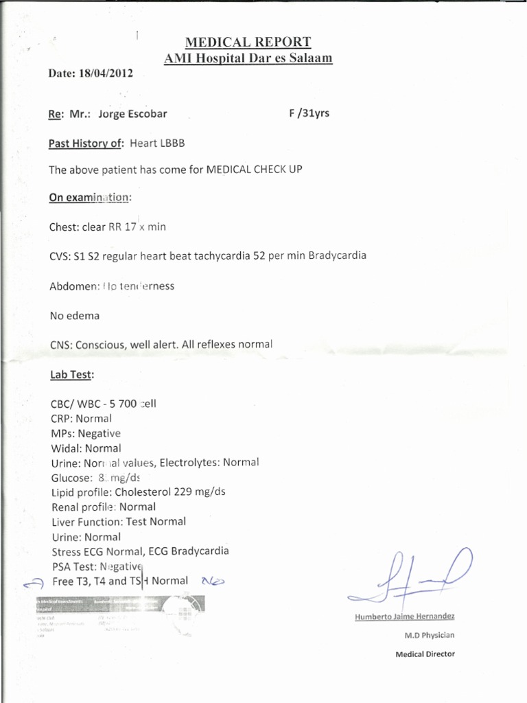 Medical Check-Up Report for Adults | PDF