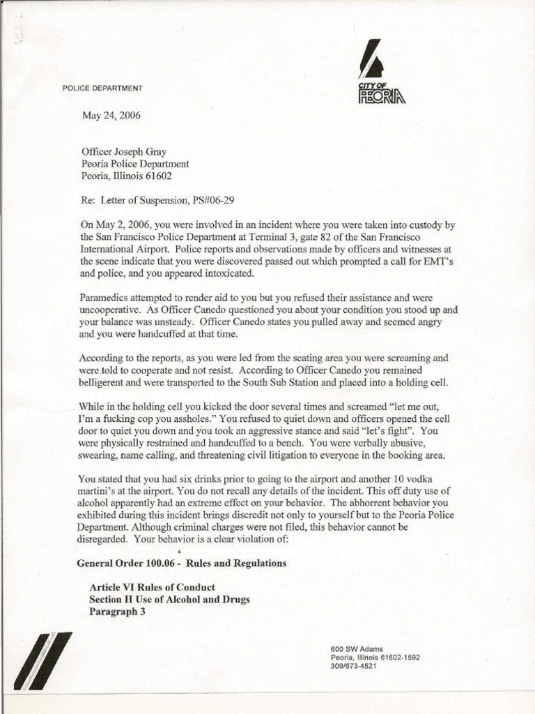 Joe Gray Discipline Letters | PDF | Police | Felony