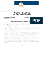 News Release: San Diego Police Department