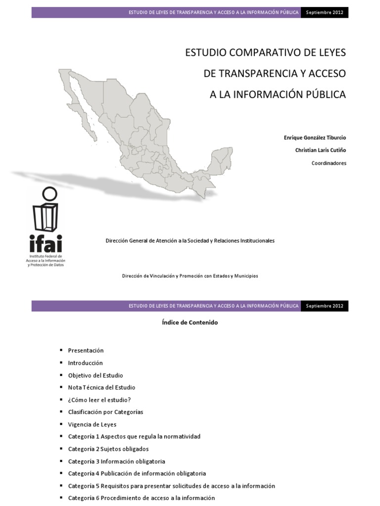 Estudio Comparativo de Leyes de Transparencia y Acceso A La Información ...