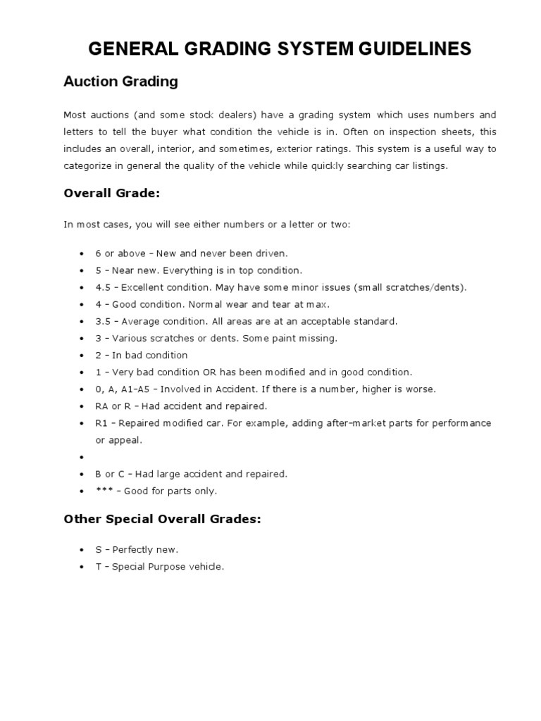 Car Auction Grading System Overview | PDF | Technology & Engineering