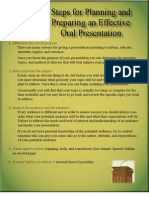 Steps For Planning and Preparing An Effective Oral Presentation