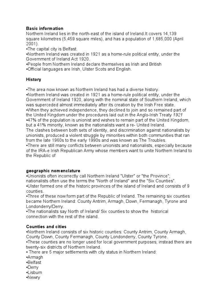 Northern Ireland Pdf Northern Ireland Unionism In Ireland