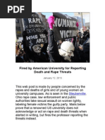 American University Professor Fired For Reporting Rape & Death Threats