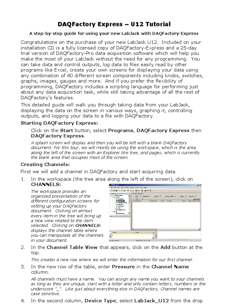 DAQFactory U12 Tutorial | PDF | Comma Separated Values | Microsoft Excel
