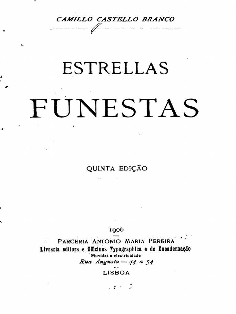 Estrelas Funestas, de Camilo Castelo Branco PDF Amor imagem
