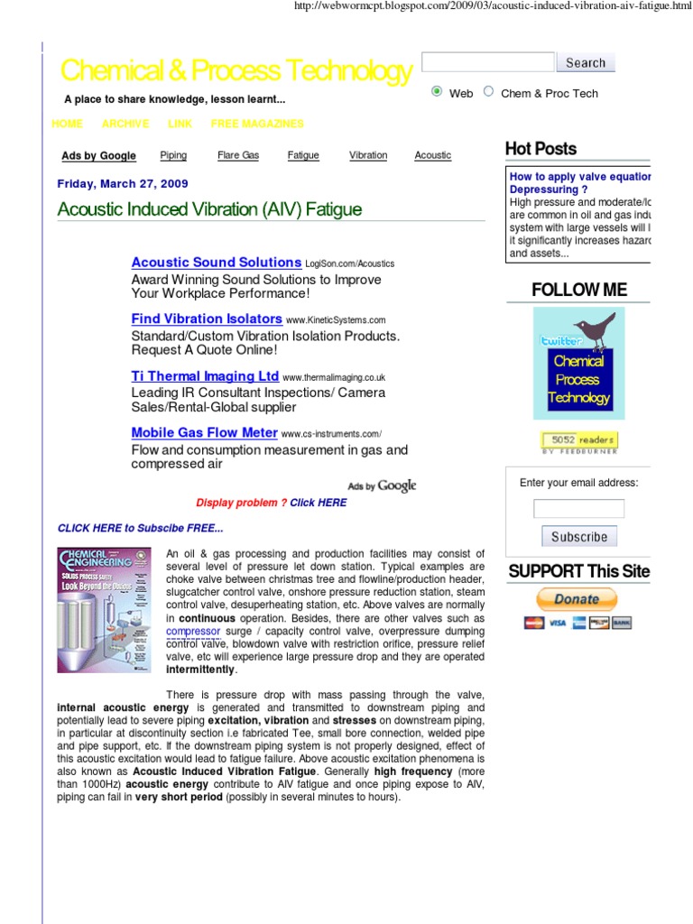 Acoustic Induced Vibration (AIV) Fatigue | PDF | Fatigue (Material) | Valve