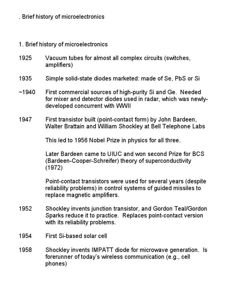 History of Microelectronics Development | PDF | Transistor ...