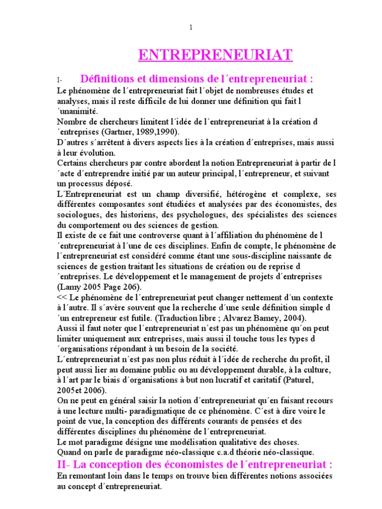 entrepreneuriat  Innovation  Plan d'affaires