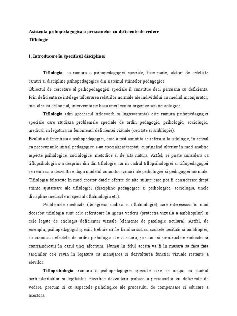 Deficienta de Vedere - Curs | PDF