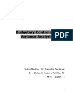 Budgetary Control and Variance Analysis